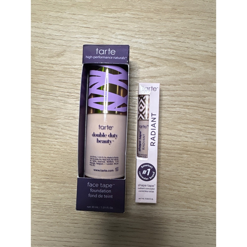 Tarte Face Tape Foundation & Shape Tape Radiant Concealer 12B Fair Beige Bundle